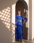 Royal Blue Plissé Long Flow Dress