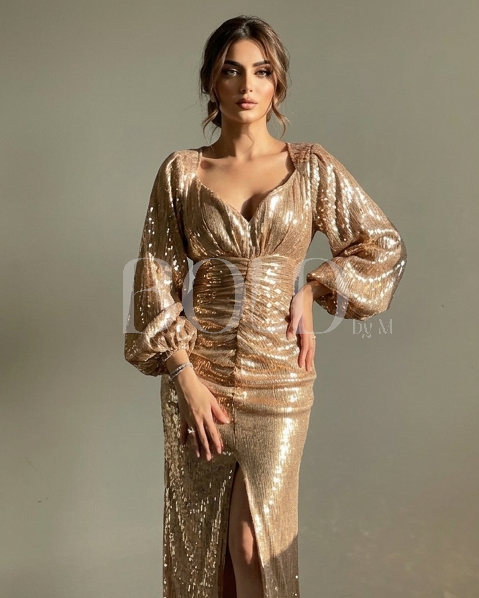 Rose gold sequin dress